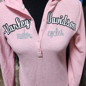 Harley-Davidson | Tops | Harley Davidson Pink Waffle Hoodie | Poshmark